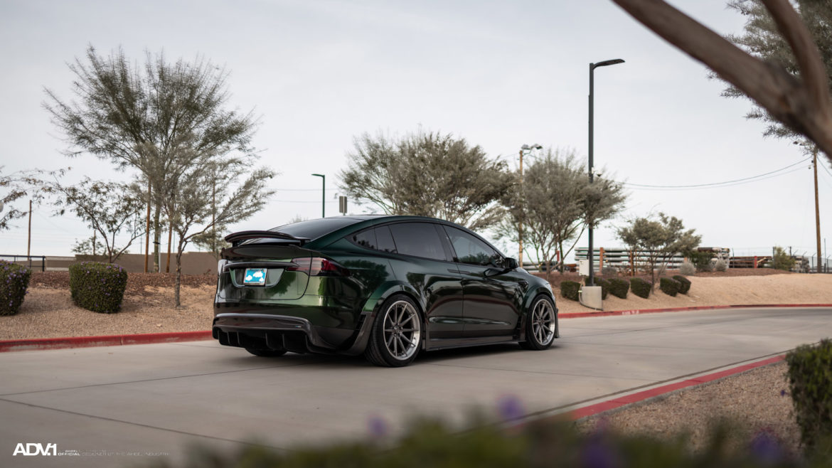 Dark Metallic Green Tesla Model X - ADV10 Track Spec CS Wheels