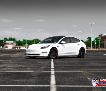 White Tesla Model 3 Performance – ADV5.0 FLOWspec Wheels in Satin Black
