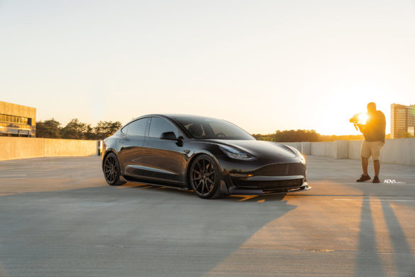 Black Tesla Model 3 Performance – ADV5.0 FLOWspec Wheels in Satin Black